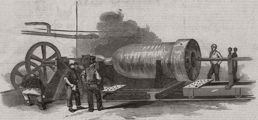 Boring the cylinder of the Britannia Press, Bank Quay foundry, Warrington 1851