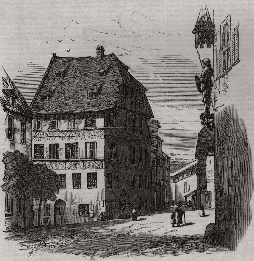 Albert Durer's house. Germany, antique print, 1864