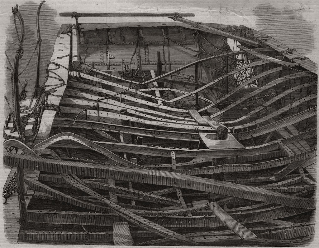 Aft of the "Sarah Sands" (iron-built steamer) destroyed by fire 1857, 1859