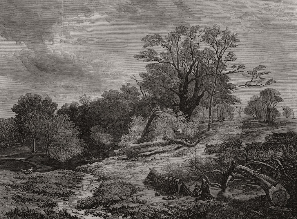 Exhibition of The British Institution - "Spring". Landscapes 1852 old print