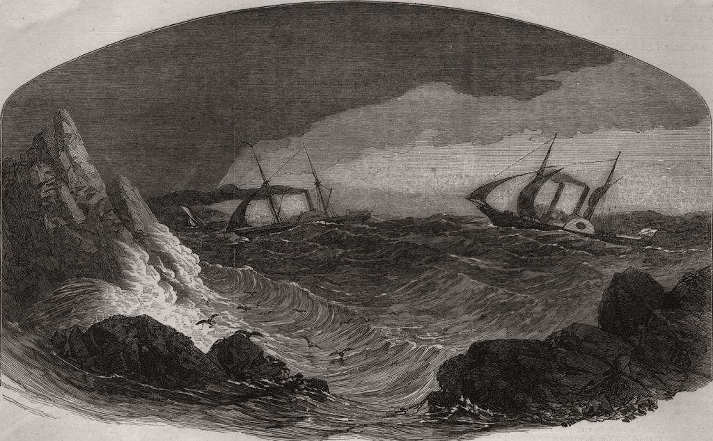 Associate Product HMSS Dasher towing Jersey Mail Steam-Packet Dispatch off La Frette Point, 1853