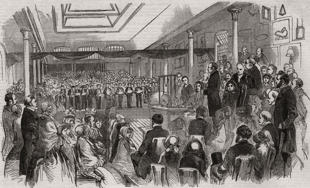 Associate Product Annual meeting of the British and Foreign School Society. UK, old print, 1853