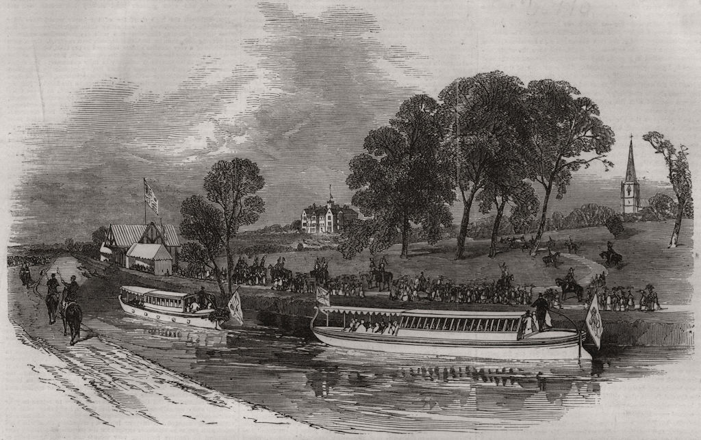 Associate Product The state Barge on the Bridgewater Canal. Italy, antique print, 1851