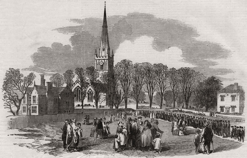 Tercentenary of King Edward VI Grammar School, Bromsgrove. Church 1853 print