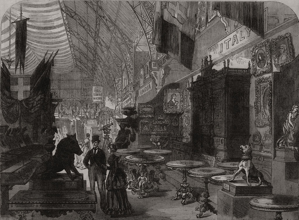 Associate Product The Working Men's International Exhibition, Islington. London, old print, 1870