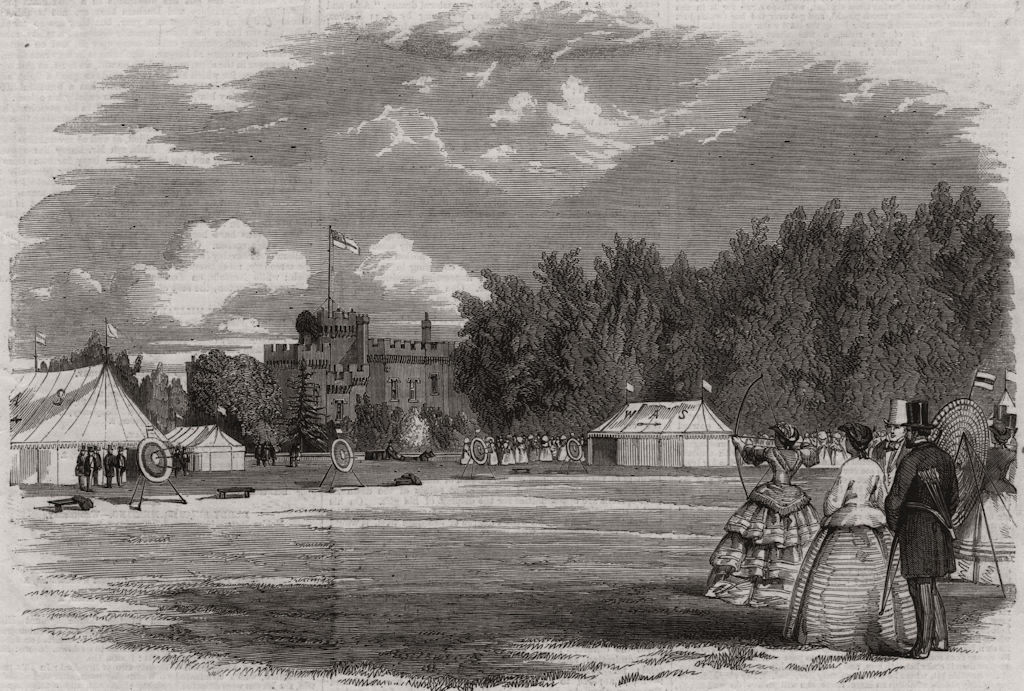 Worcestershire Archery Society mtg, Lea Castle, Wolverley, Kidderminster 1858