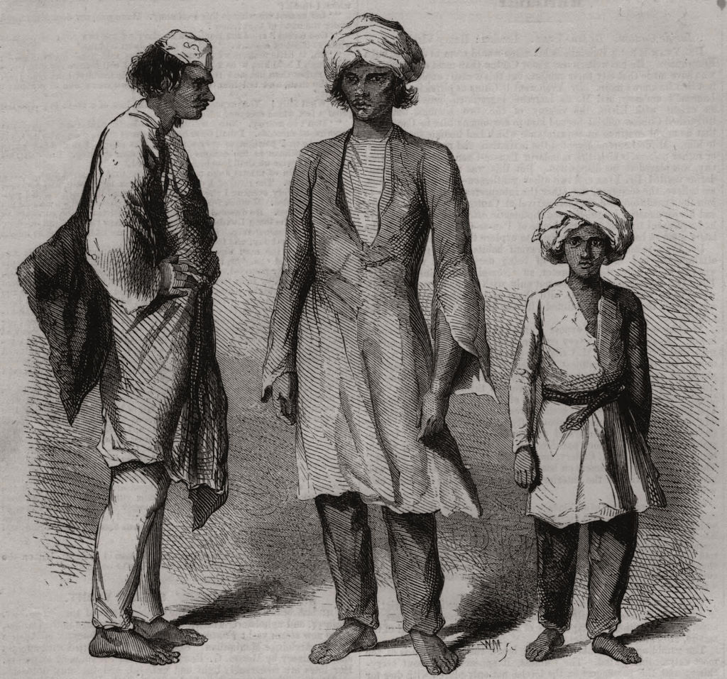 Associate Product Mahometan servants in India, antique print, 1858