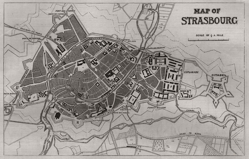 Associate Product Map of Strasbourg - plan of the city and fortress of Strasbourg. Bas-Rhin, 1870