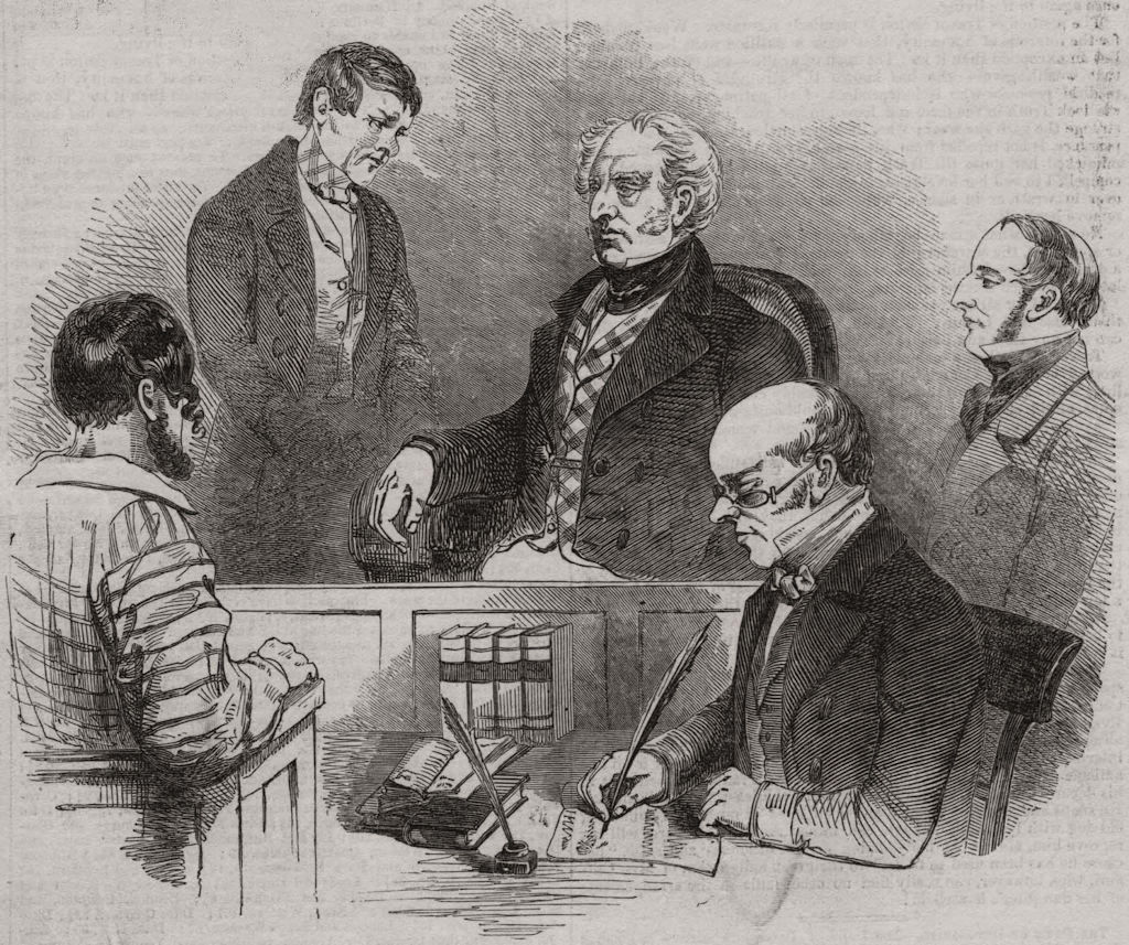 The Thames Police office - Mr. Ballantine, the Senior Magistrate. London, 1846
