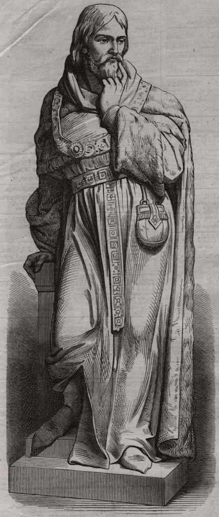 Associate Product Statue of Sir Michael de la Pole, At Hull. Yorkshire, antique print, 1871