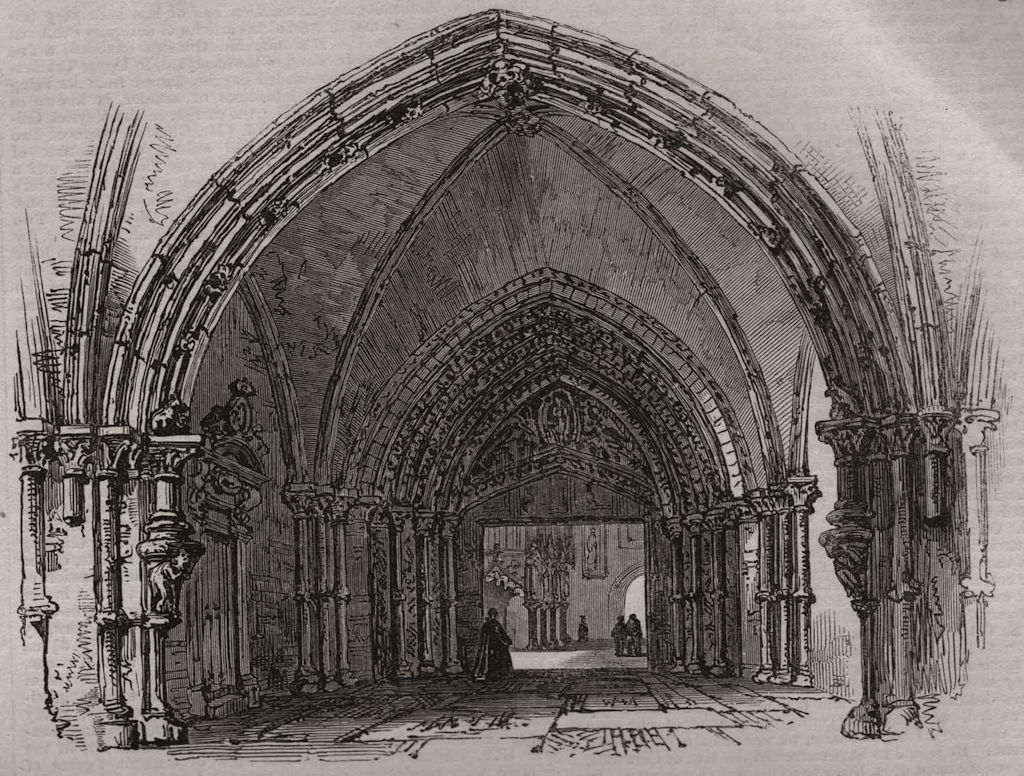 Associate Product Porch of the cathedral. Lubeck, antique print, 1864