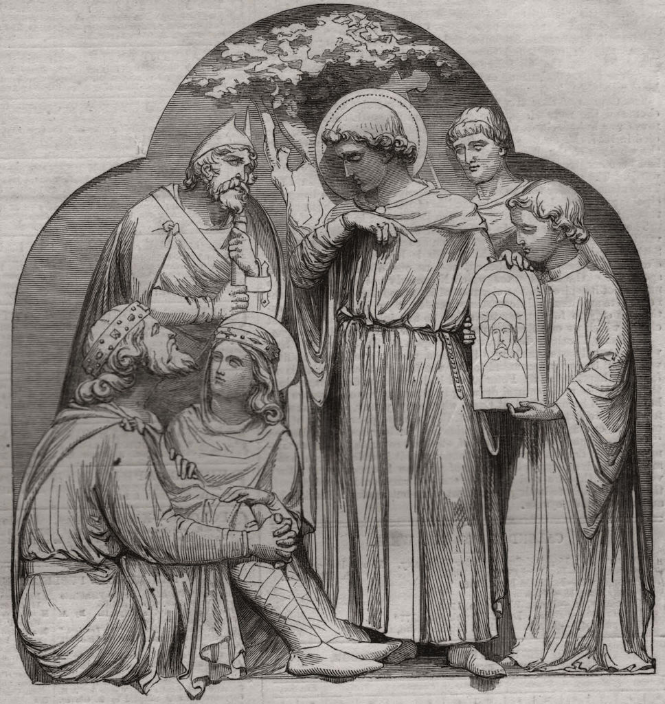 Sculpture: St. Augustine preaching Christianity to King Ethelbert, print, 1860