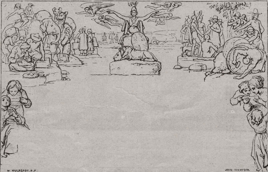 Copy of the Mulready envelope, designed for the Penny Post. Post Office, 1890