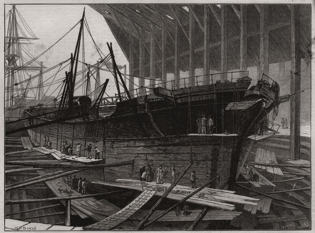 Associate Product Preparing for the Polar Expedition. The Discovery in Portsmouth Dockyard, 1875