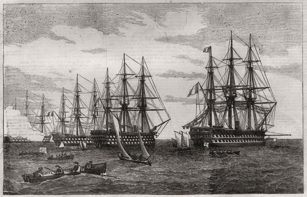 Baltic fleet off Kronstadt. Orion Du Quesne Royal George Tourville. Russia, 1855