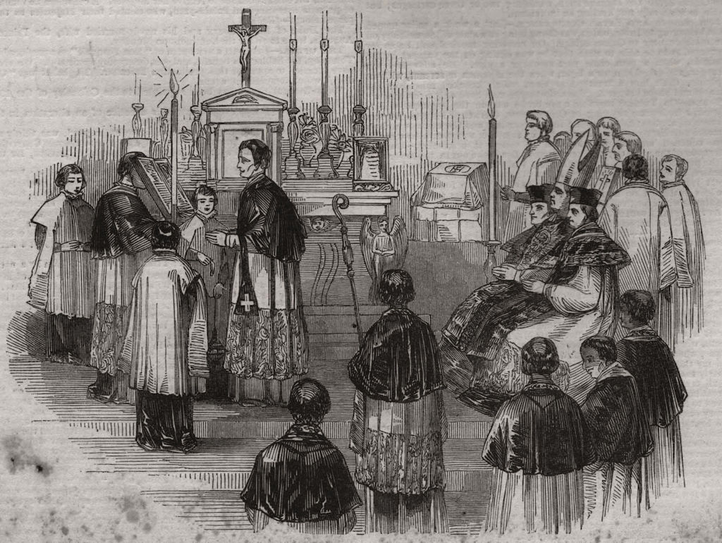 Associate Product Interior of the Catholic church, Islington. London 1843 old antique print