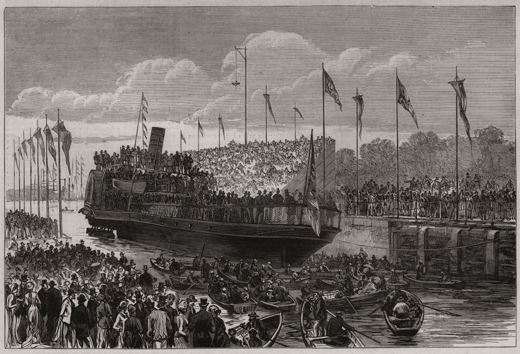 Associate Product Opening the new dock gates at Ipswich. Suffolk, antique print, 1881