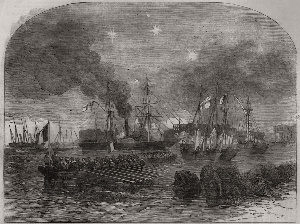 The bombardment of Sveaborg (Suomenlinna). Finland 1855 old antique print