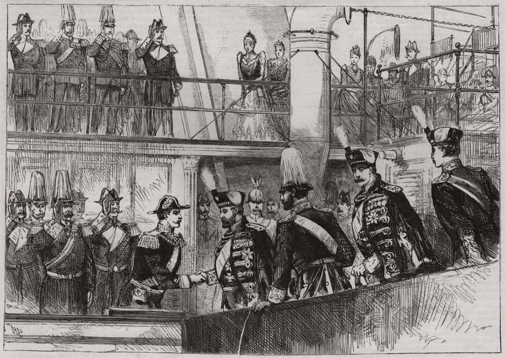 Associate Product The Prince of Wales welcoming the German Emperor at Port Victoria. Kent, 1891
