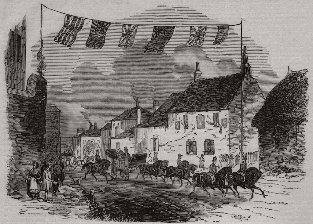 Entrance to the village of Walmer. Kent, antique print, 1842