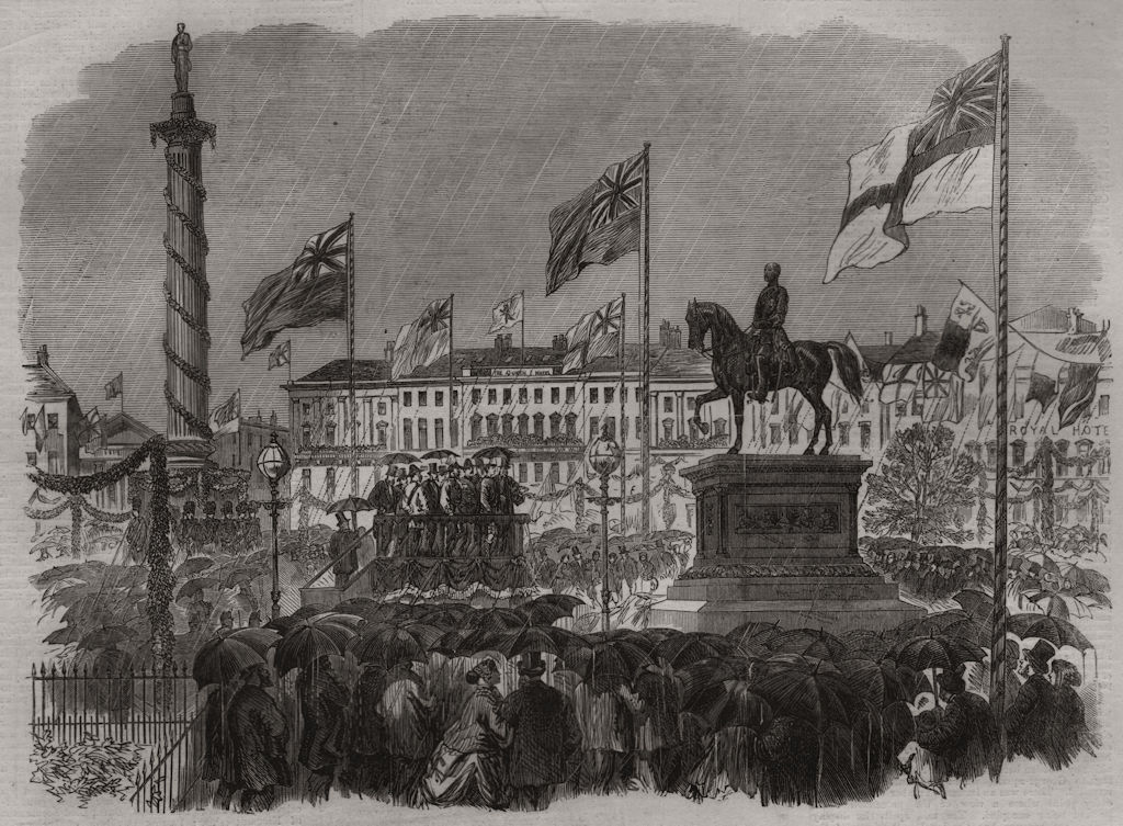 The Duke Of Edinburgh unveiling Prince Albert's statue at Glasgow 1866 print