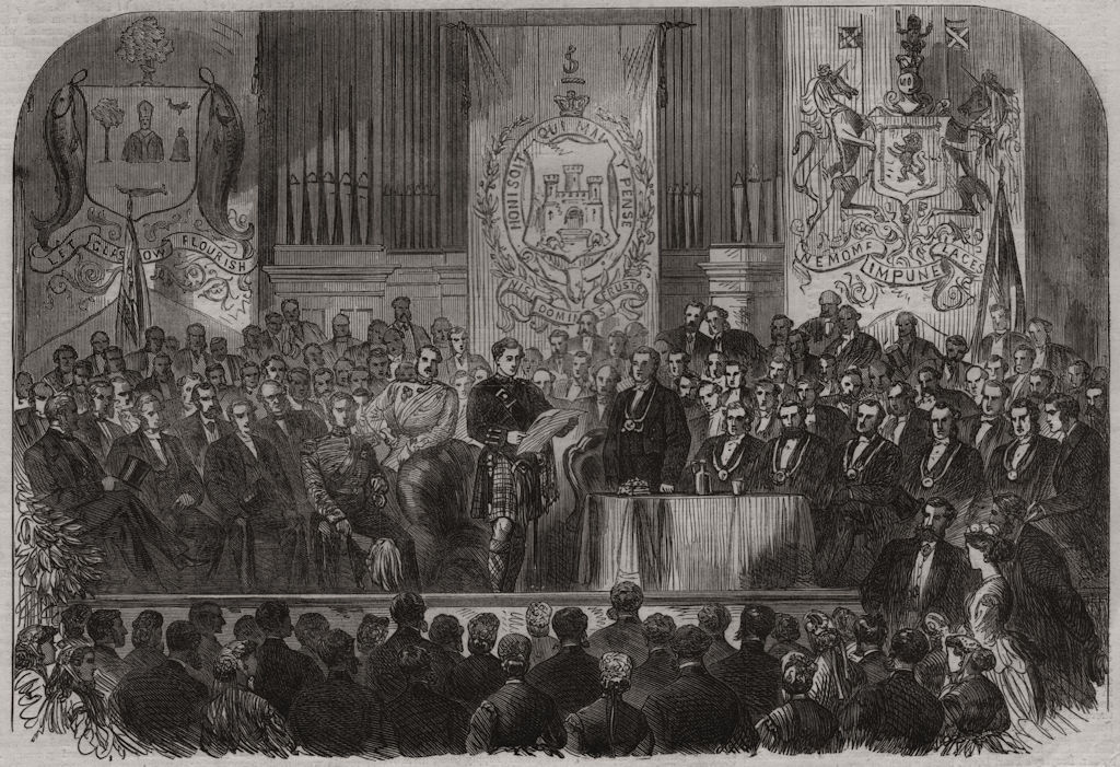 The Duke Of Edinburgh receiving the freedom of the city of Glasgow 1866 print