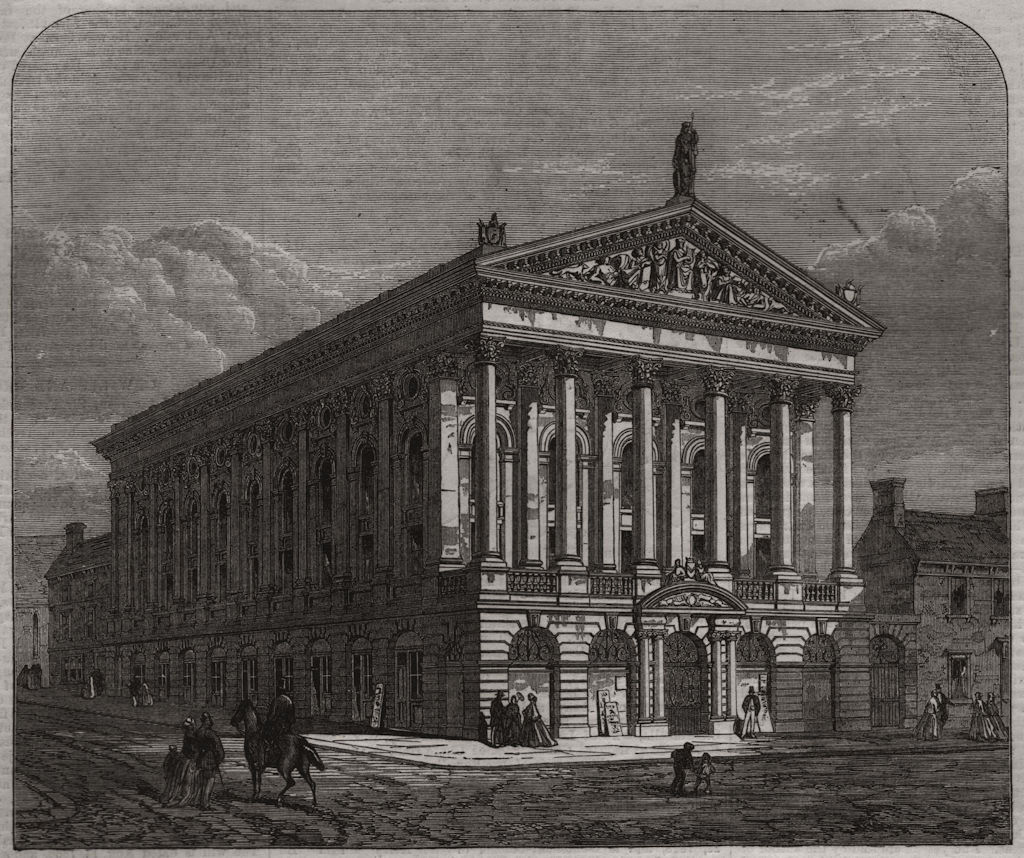 Associate Product Victoria Hall and Assembly rooms, Newport, Monmouthshire, antique print, 1868