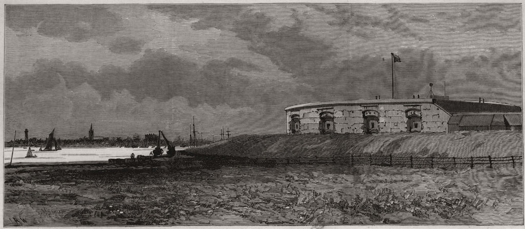 Landguard Fort, and entrance to Harwich Harbour. Suffolk 1888 old print