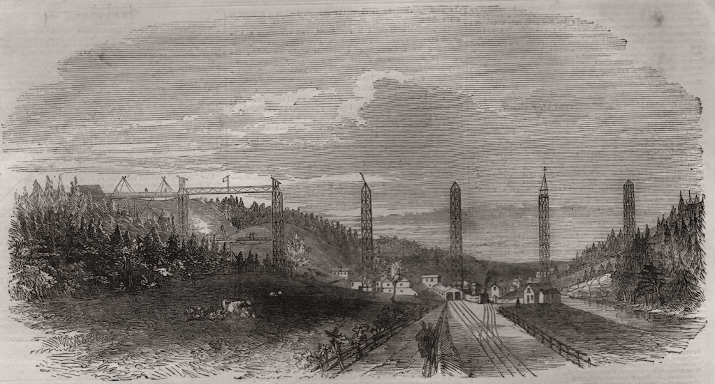 Associate Product The Crumlin Viaduct, on the Western Valley Railway. Wales, antique print, 1854