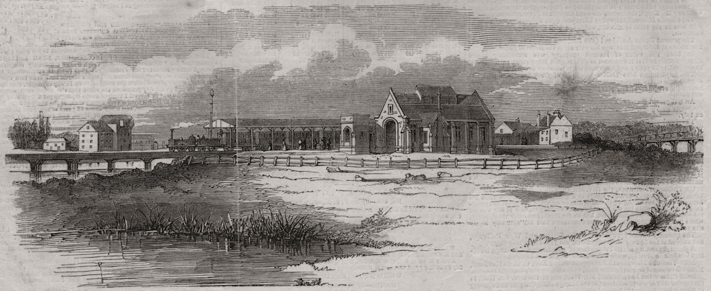 Associate Product The Hampton Court railway. London, antique print, 1849