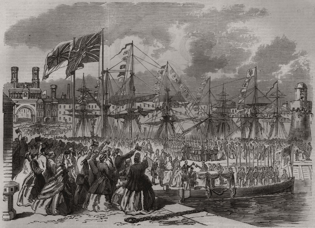 The Prince & Princess Of Wales embarking at Dundee for Copenhagen 1864 print