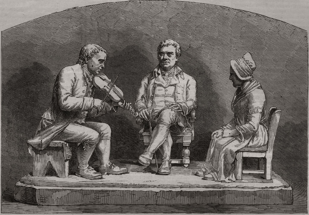 Burns' visit to Neil Gow in August 1787. Sculpture by Anderson, of Perth, 1859