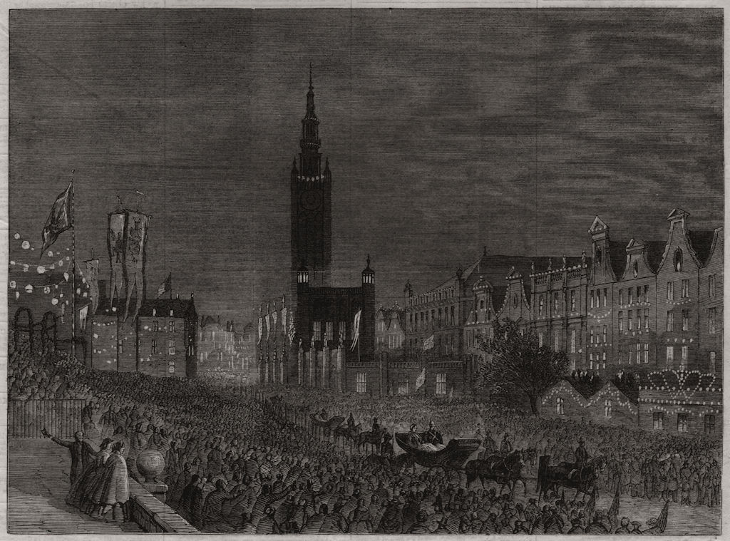 Associate Product King of Prussia passing the Long Market, Danzig (Gdansk). Poland, print, 1861