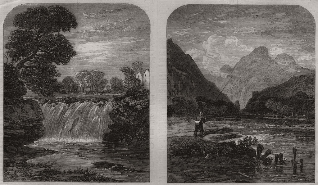 Associate Product Salmon leap on the River Allan; angling on the Echaig, nr Kilmun. Scotland, 1862