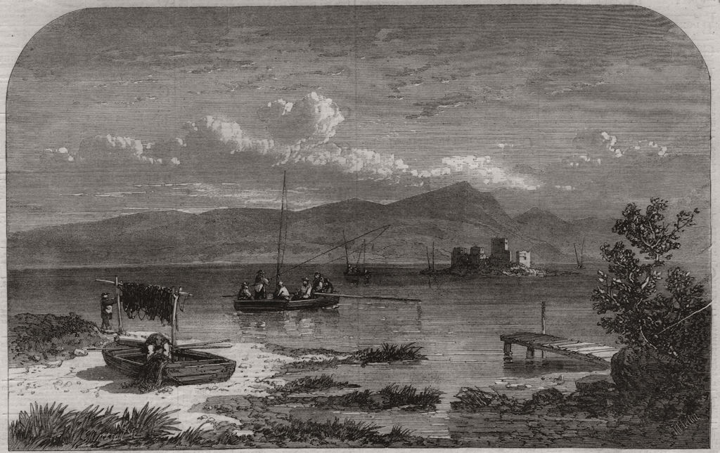 Associate Product Freshwater fishes angling in Scotland. An angling match on Loch Leven, 1862