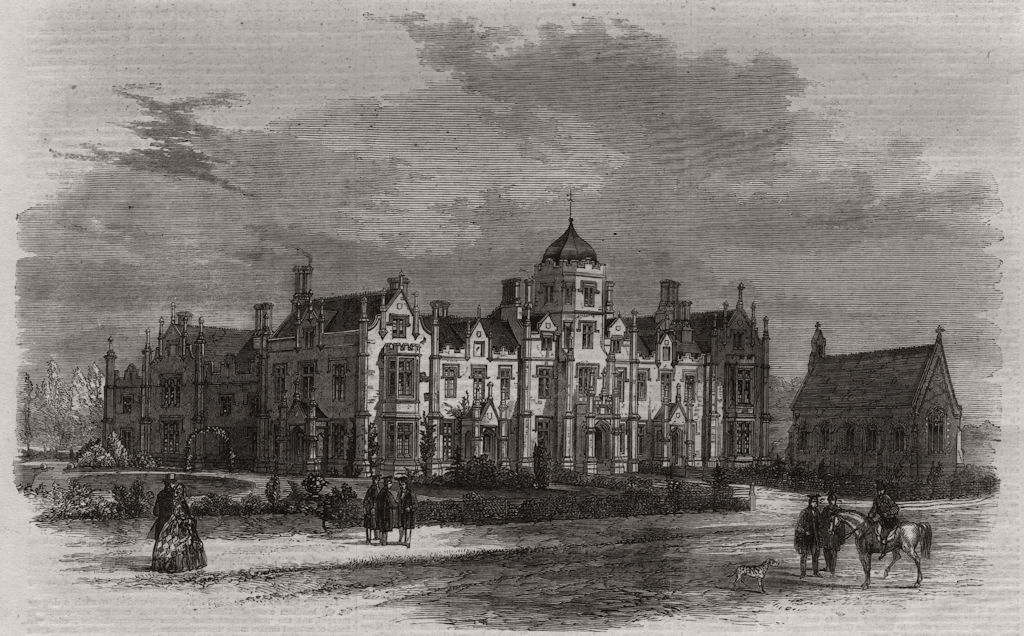 Associate Product Queen Elizabeth's Grammar School, Ipswich. Suffolk, antique print, 1862