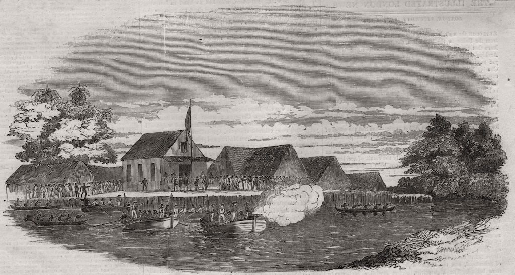 HMS Antelope at Fernando Po/Bioko: sovereign election. Equatorial Guinea 1854