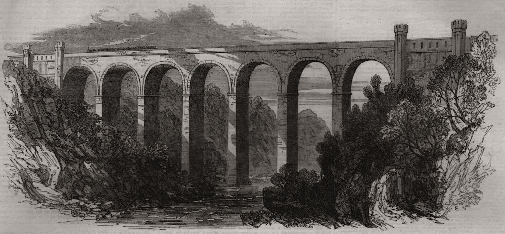 Inverness and Perth Railway. Divie viaduct. Scotland, antique print, 1863