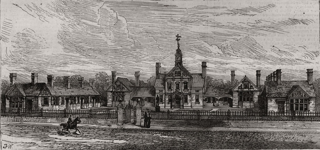Associate Product The Rous Memorial Buildings, Newmarket. Suffolk, antique print, 1880
