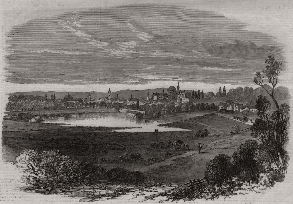 View of Darmstadt. Hessen 1862 old antique vintage print picture