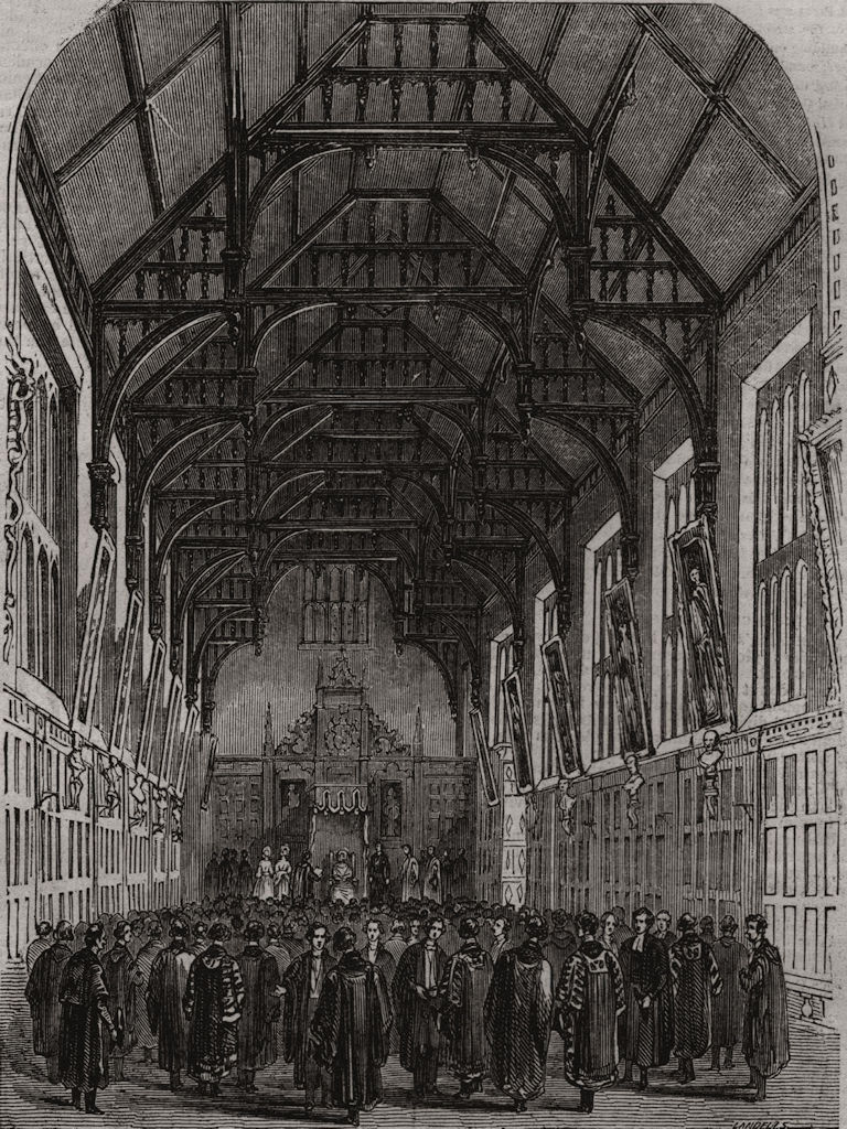 Associate Product Queen Victoria receiving addresses in the Great Hall at Trinity, Cambridge, 1843