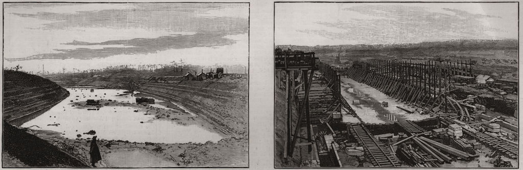 Associate Product Finished cutting at Weaste; Mode-wheel Locks. Manchester Ship Canal, print, 1890