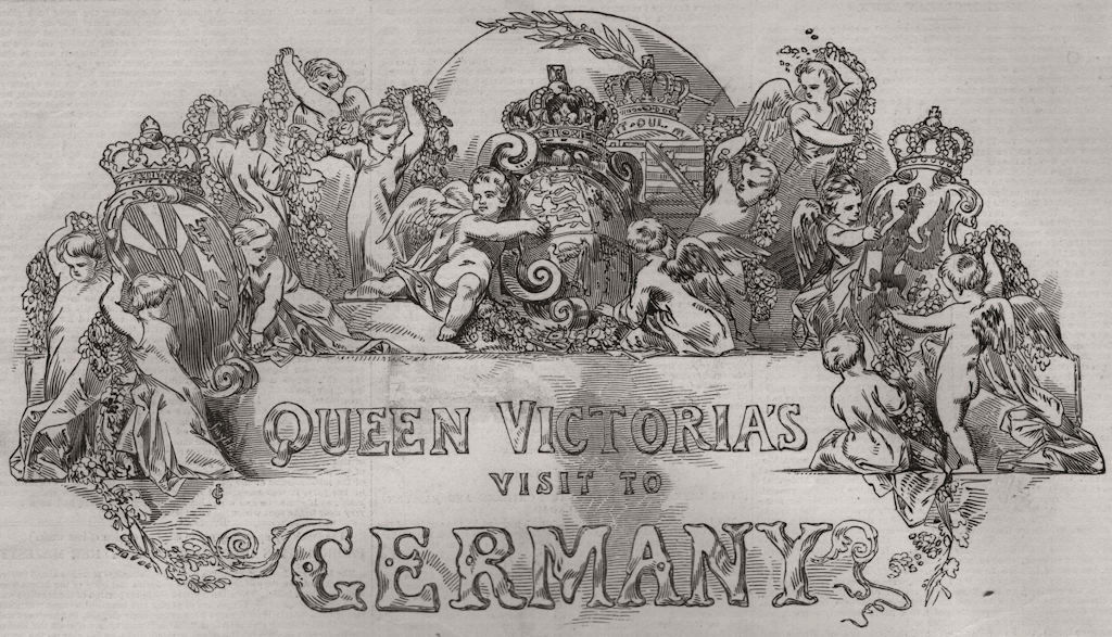Associate Product Queen Victoria's visit to Germany, antique print, 1845