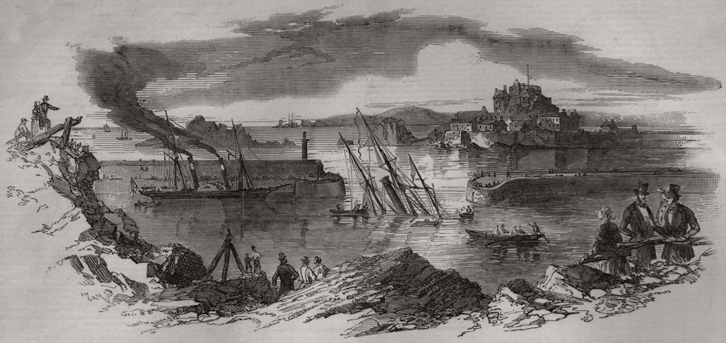 Accident to Her Majesty's Steamer "Cuckoo", at Jersey. Channel Islands 1850
