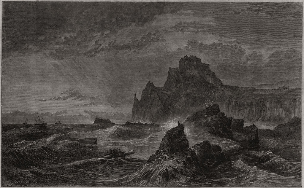 Associate Product "Mont Orgueil Castle, Jersey". Channel Islands, antique print, 1861