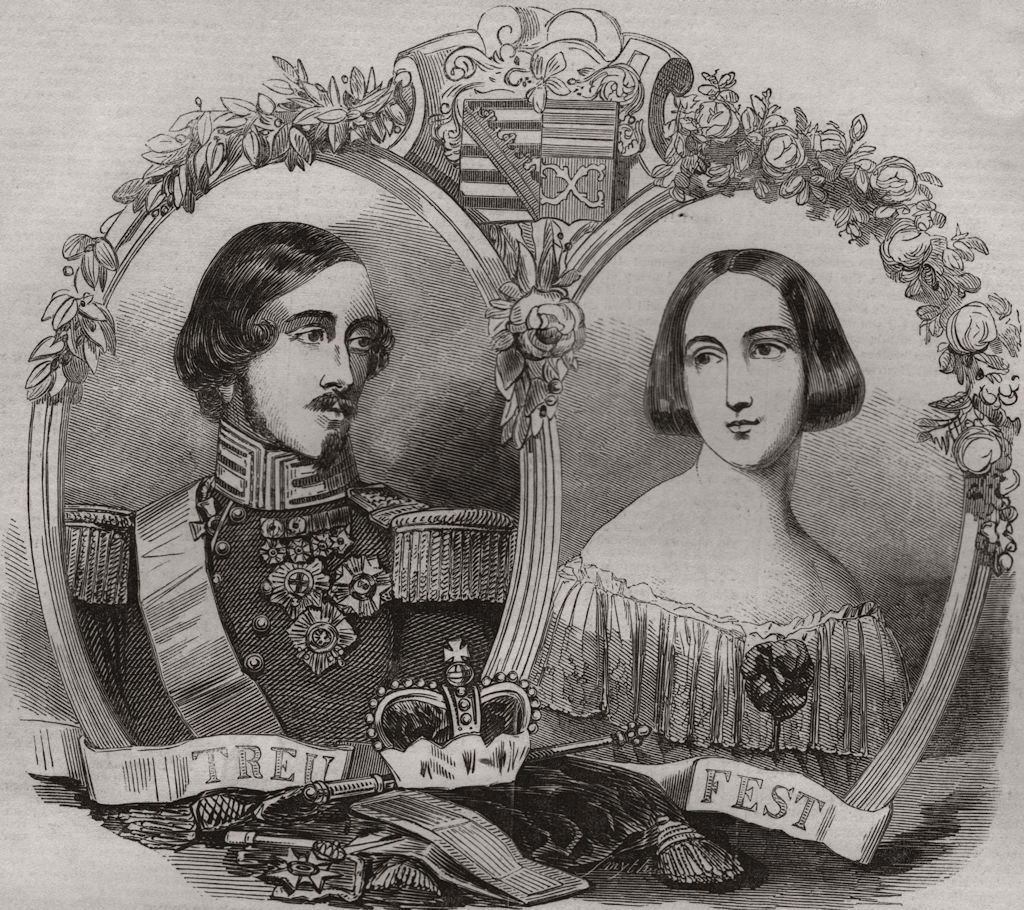 Associate Product The reigning Duke & Duchess of Saxe-Coburg-Gotha. Thuringia, antique print, 1845