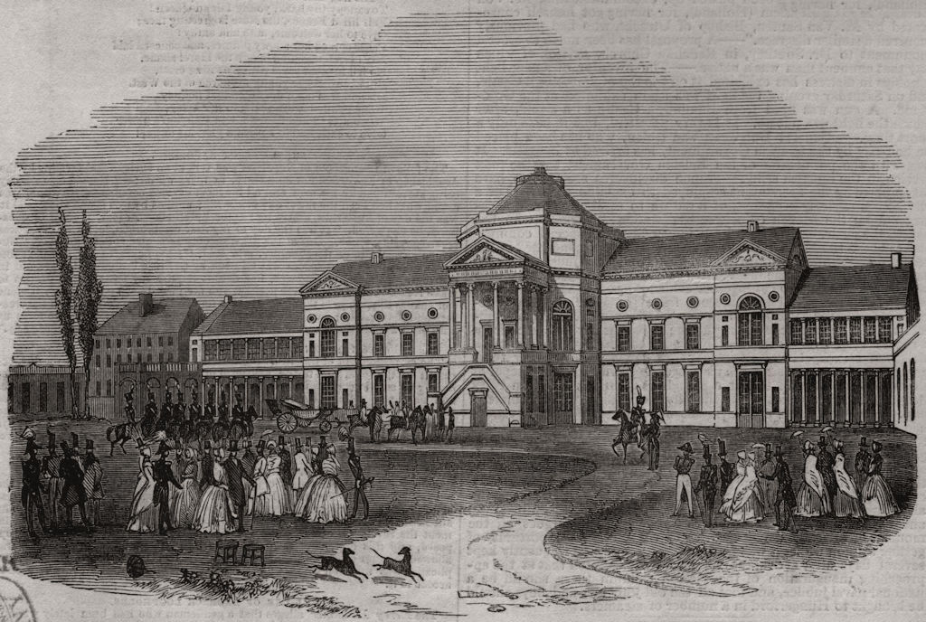 The Casino, at Ghent. Belgium 1843 old antique vintage print picture
