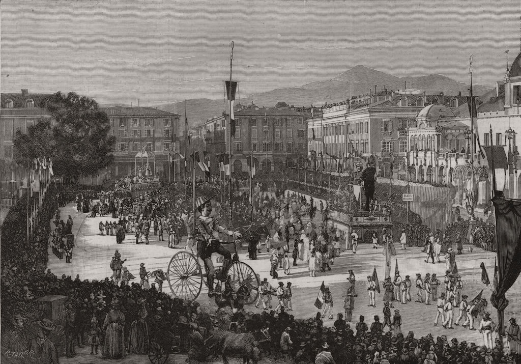 Associate Product The carnival at Nice. Alpes-Maritimes, antique print, 1890