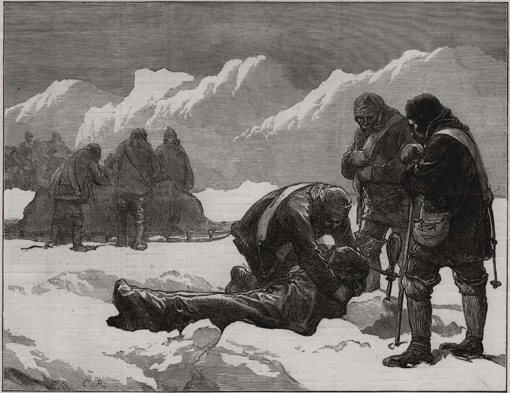 Associate Product The North Pole Expedition. A funeral in the Ice. Arctic, antique print, 1876