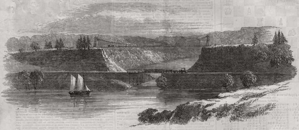 Associate Product Great Western Railway of Canada. Burlington Heights bridge, antique print, 1854
